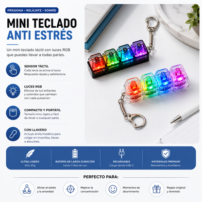 Mini Teclado Antiestrés RGB